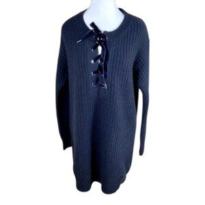 Rails Knit Dress Wool Cashmere Velvet Tie Front Nicole Navy (M) NWT